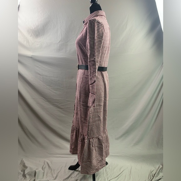 Houndstooth Print Belted Tweed Dress - Picture 8 of 9